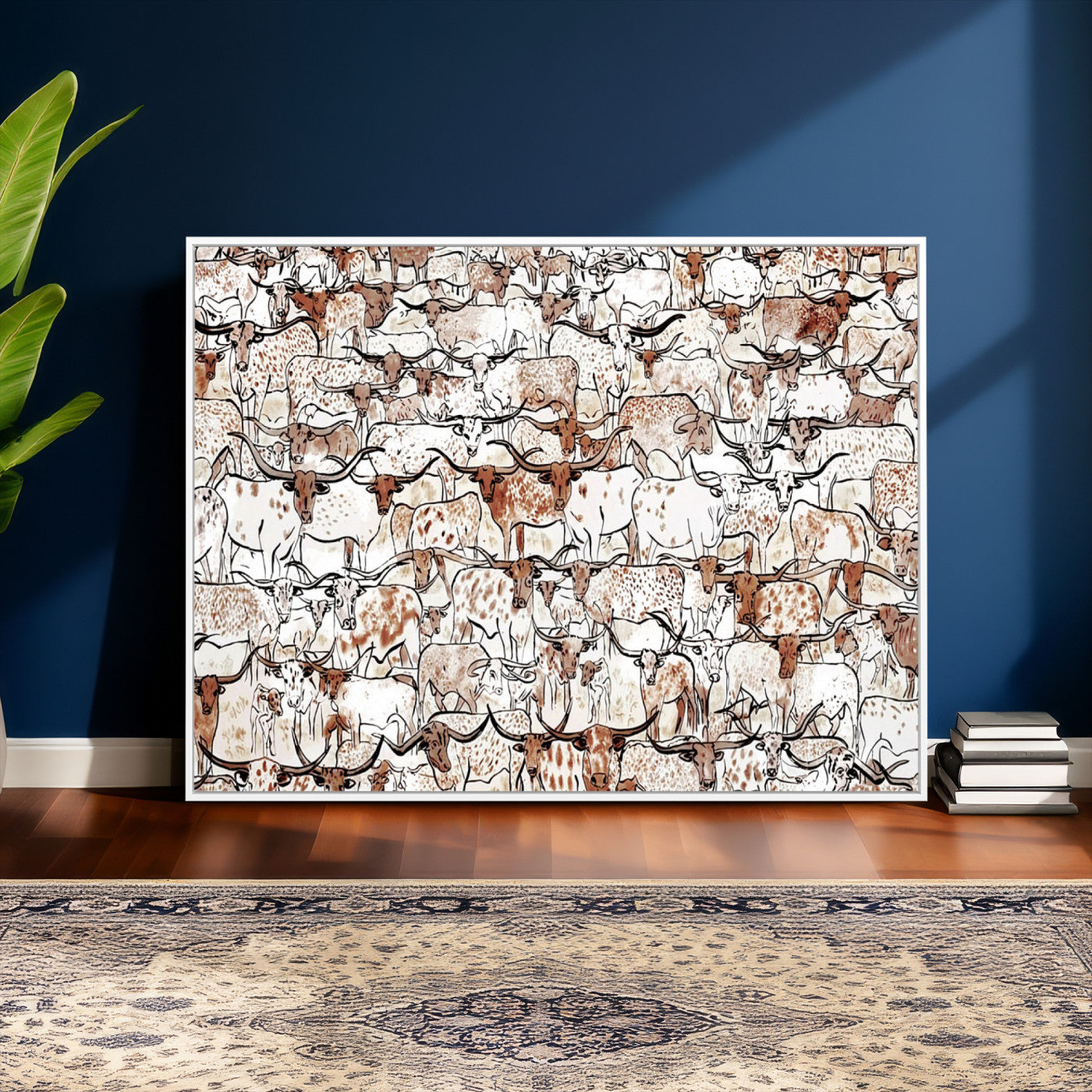 71869761-MGV-CV-36X24 - Farmhouse Animals Wall Art Canvas Print - Abstract Farm Animal Drawing Mid-Century Wall Art for Cabin Decor