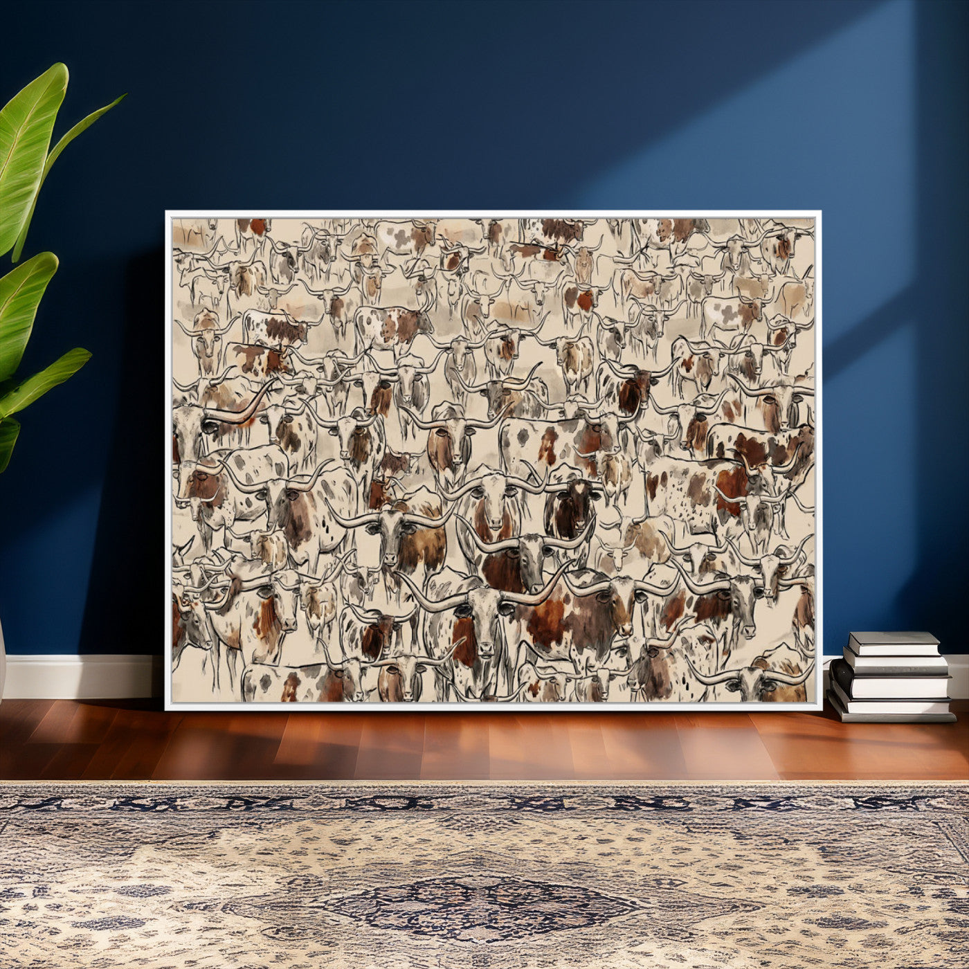 94808502-MGV-CV-36X24 - Farmhouse Animals Wall Art Canvas Print - Abstract Farm Animal Drawing Mid-Century Wall Art for Cabin Decor