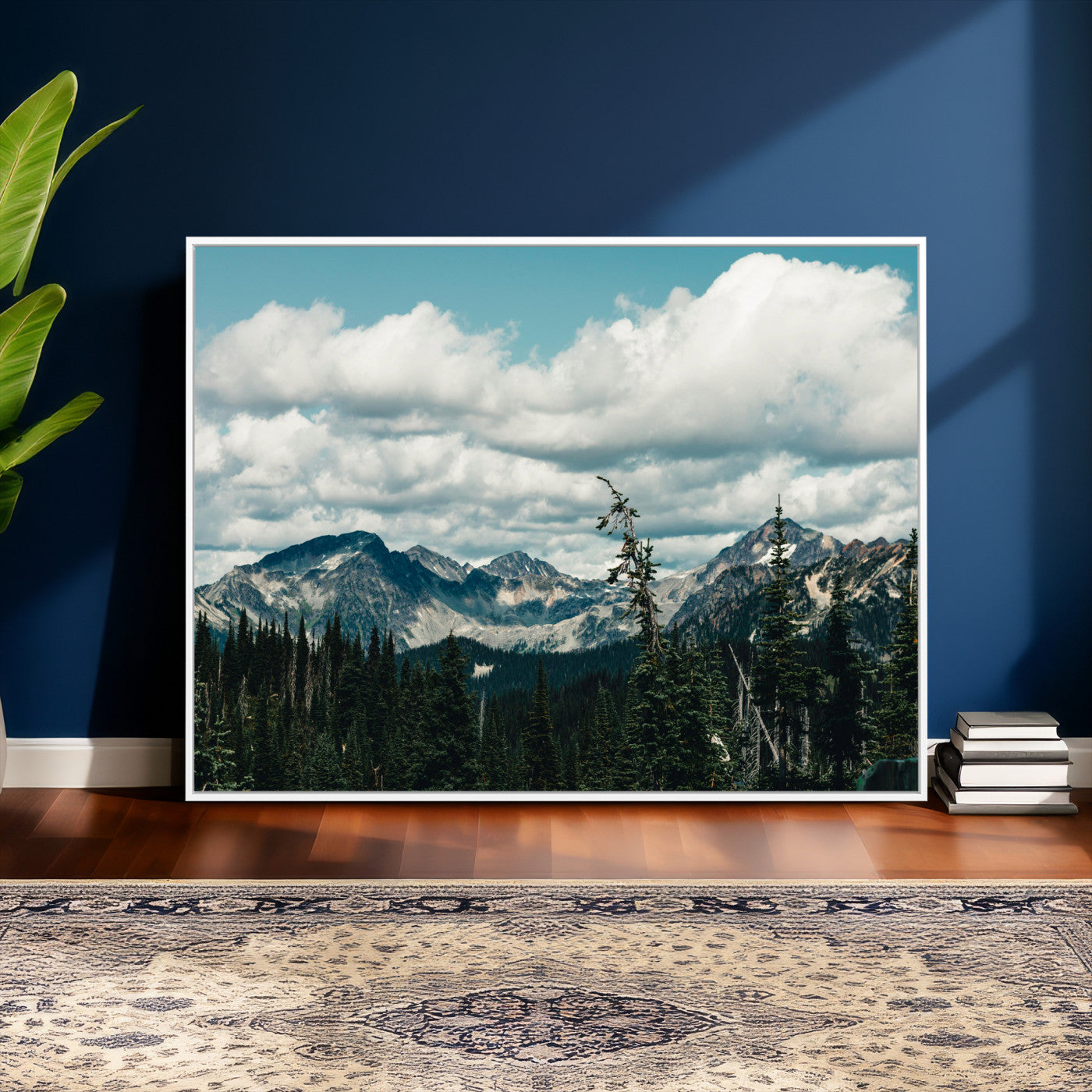 30416773-MGV-CV-36X24 - Mountain Forest Wall Art Canvas Print, Alpine Pine Tree Landscape Photography, Scenic Wilderness Mountain View, Nature Wall Decor