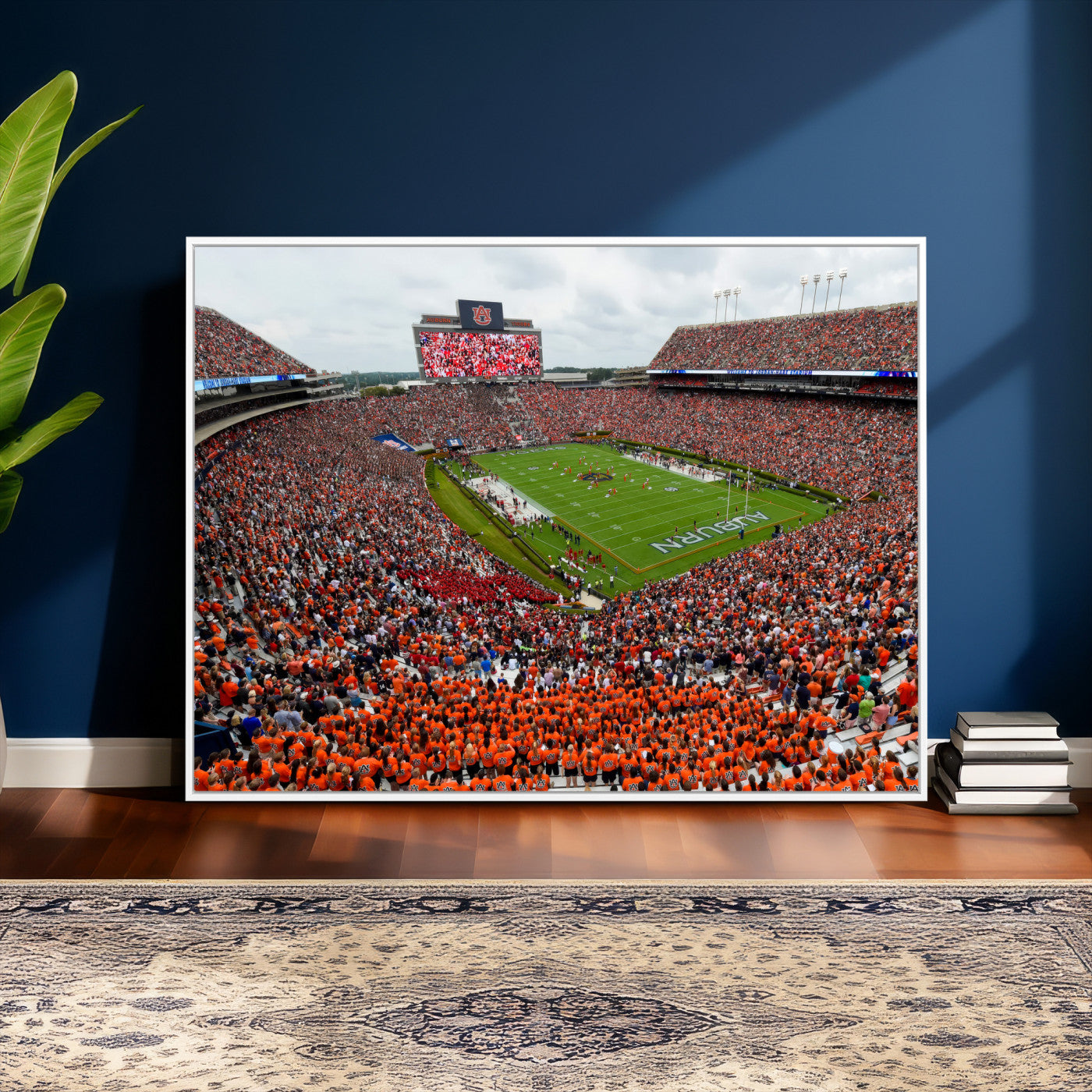 82562490-MGV-CV-36X24 - Auburn Stadium Sunset Wall Art Canvas Print, Jordan Hare Stadium Game Day Crowd, Auburn Tigers Football Artwork