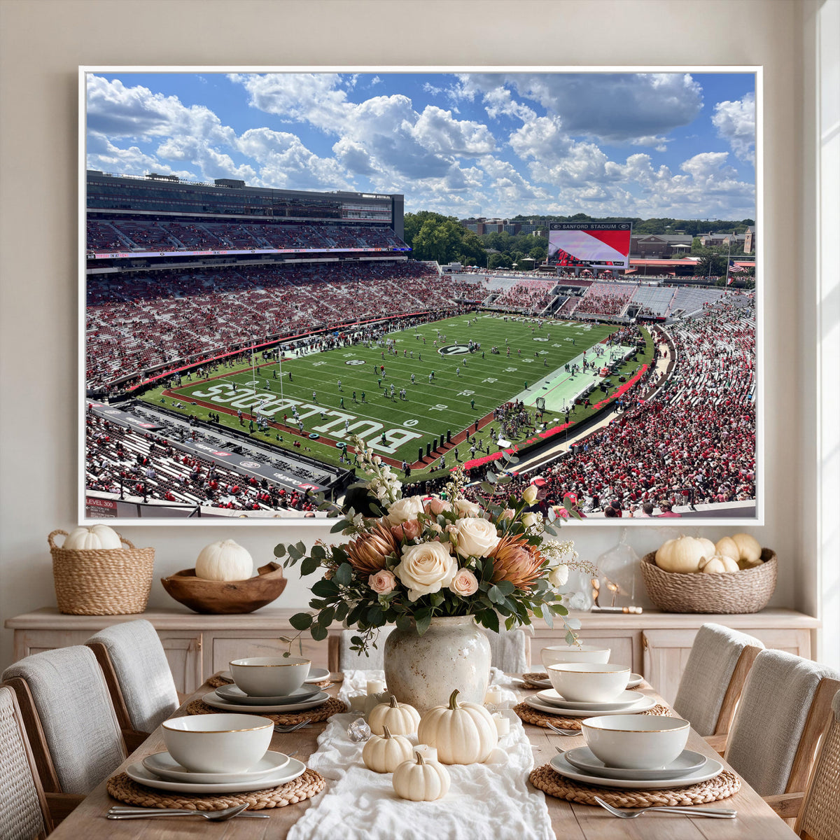 10665453-MGV-CV-36X24 - Georgia Bulldogs Stadium Wall Art Canvas Print, Sanford, Framed and Ready to Hang