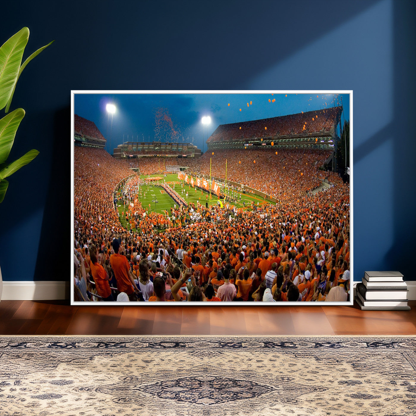 42850097-MGV-CV-36X24 - Clemson Tigers Memorial Stadium Wall Art Canvas Print, Death Valley Football Stadium Artwork, Packed Game Night Crowd Scene