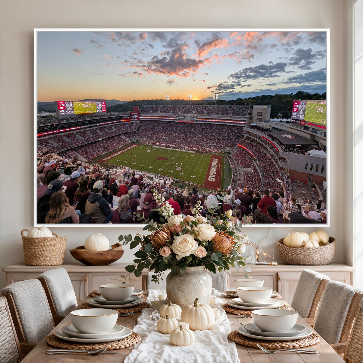 71837429-MGV-CV-36X24 - Donald W. Reynolds Razorback Stadium Wall Art Canvas Print – Arkansas Razorbacks Football Artwork for Home, Office, and Sports Room Decor