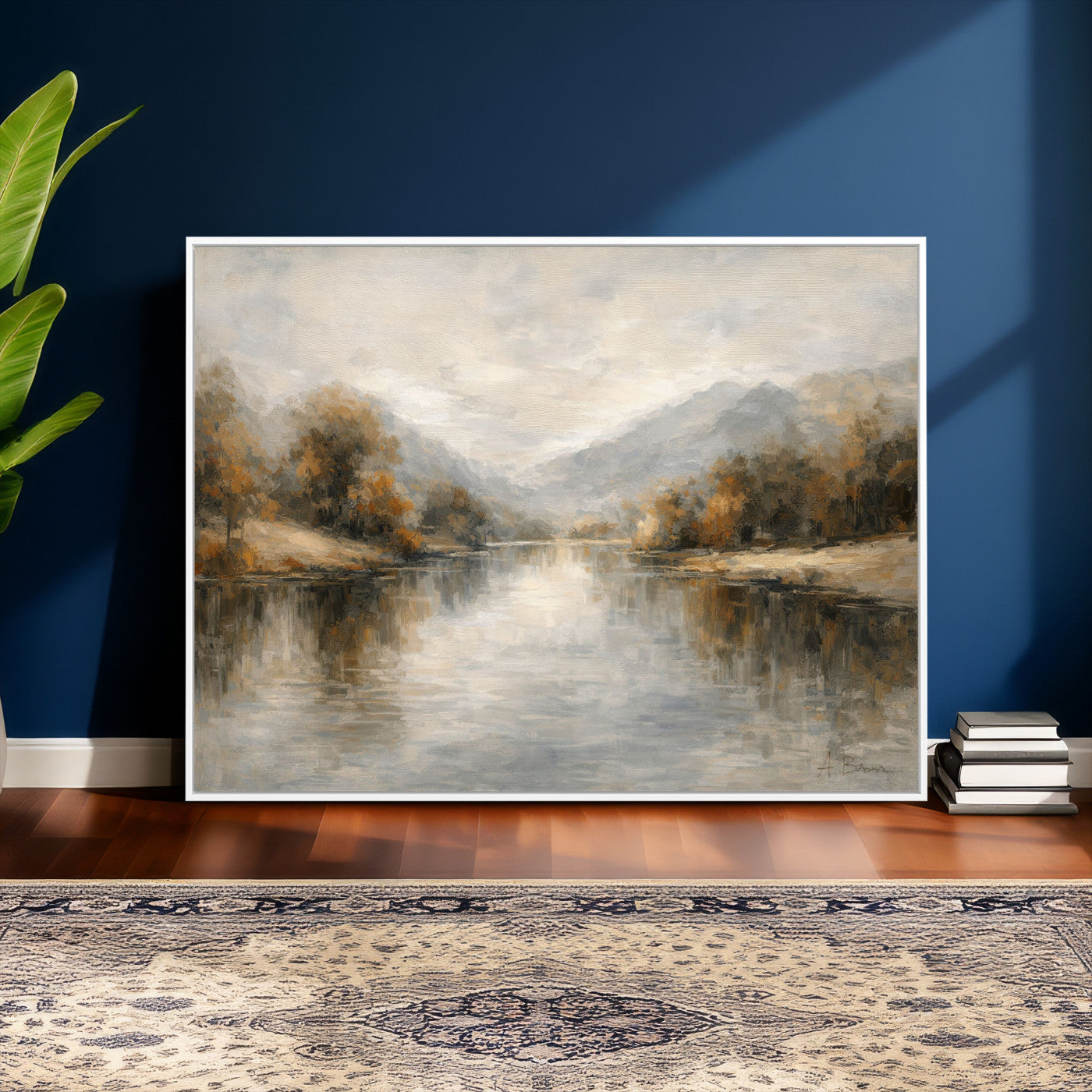 62194542-MGV-CV-36X24 - Abstract Landscape Wall Art Canvas Print, Modern Lake Printing Wall Decor for Contemporary Interiors