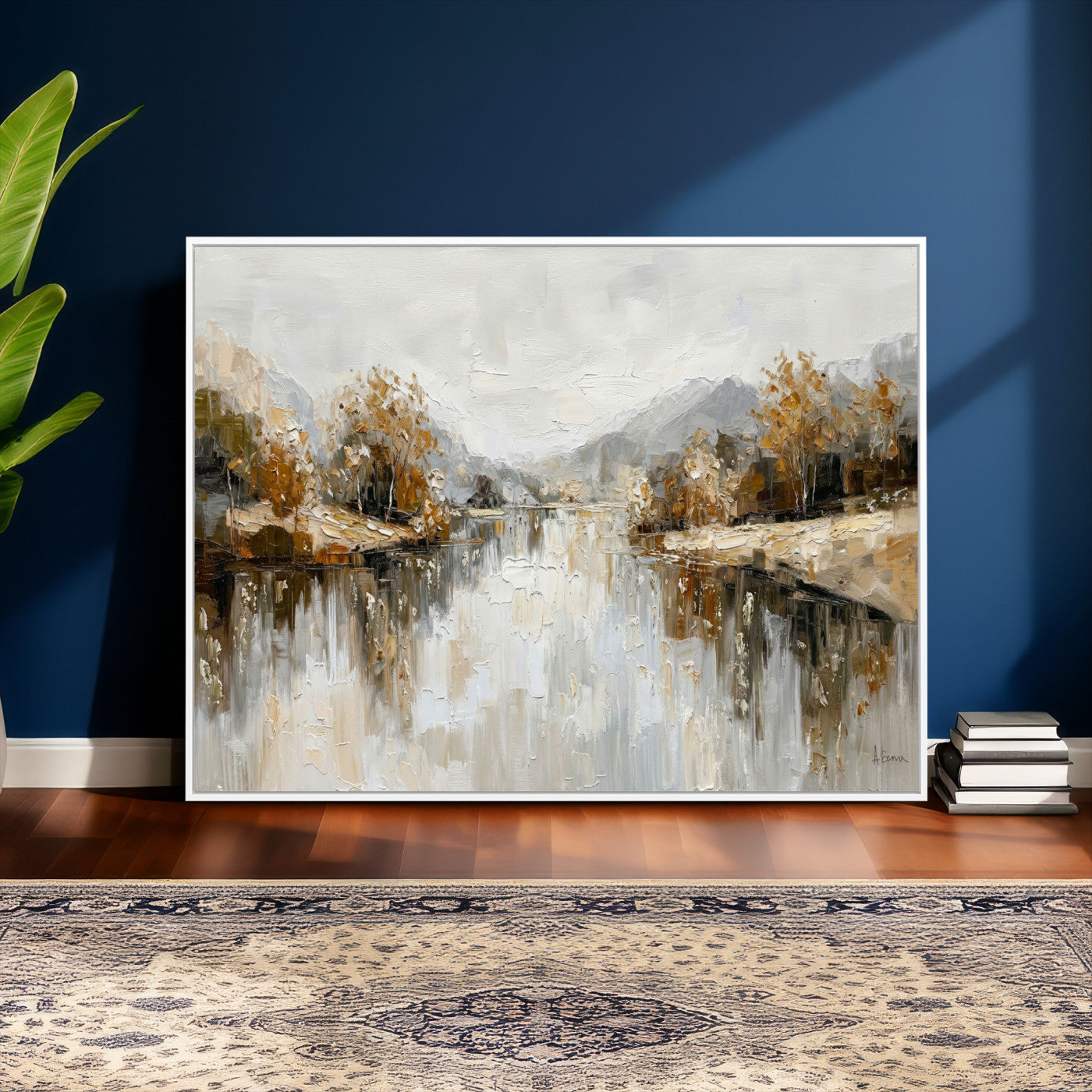 75820239-MGV-CV-36X24 - Abstract Landscape Wall Art Canvas Print, Modern Lake Printing Wall Decor for Contemporary Interiors