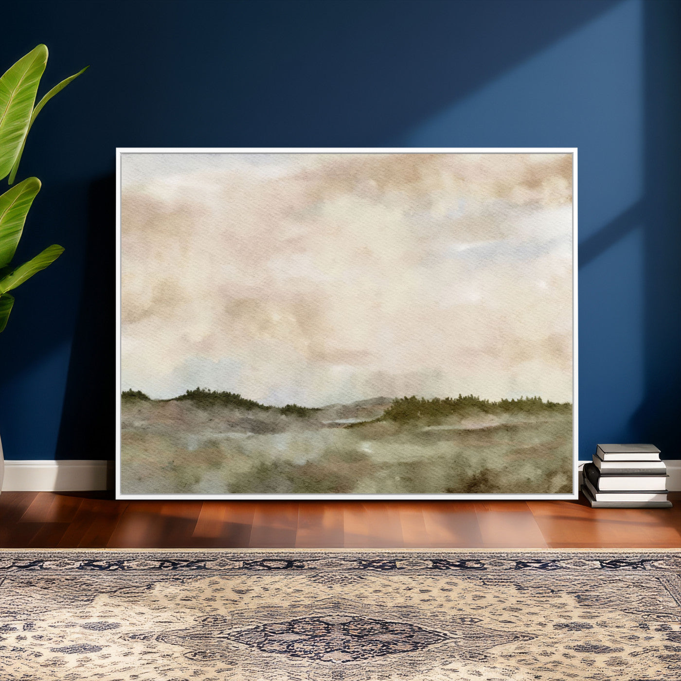 13578069-MGV-CV-36X24 - Abstract Landscape Wall Art Canvas Print, Watercolor Pastoral Landscape Painting Wall Decor for Modern Farmhouse Interiors