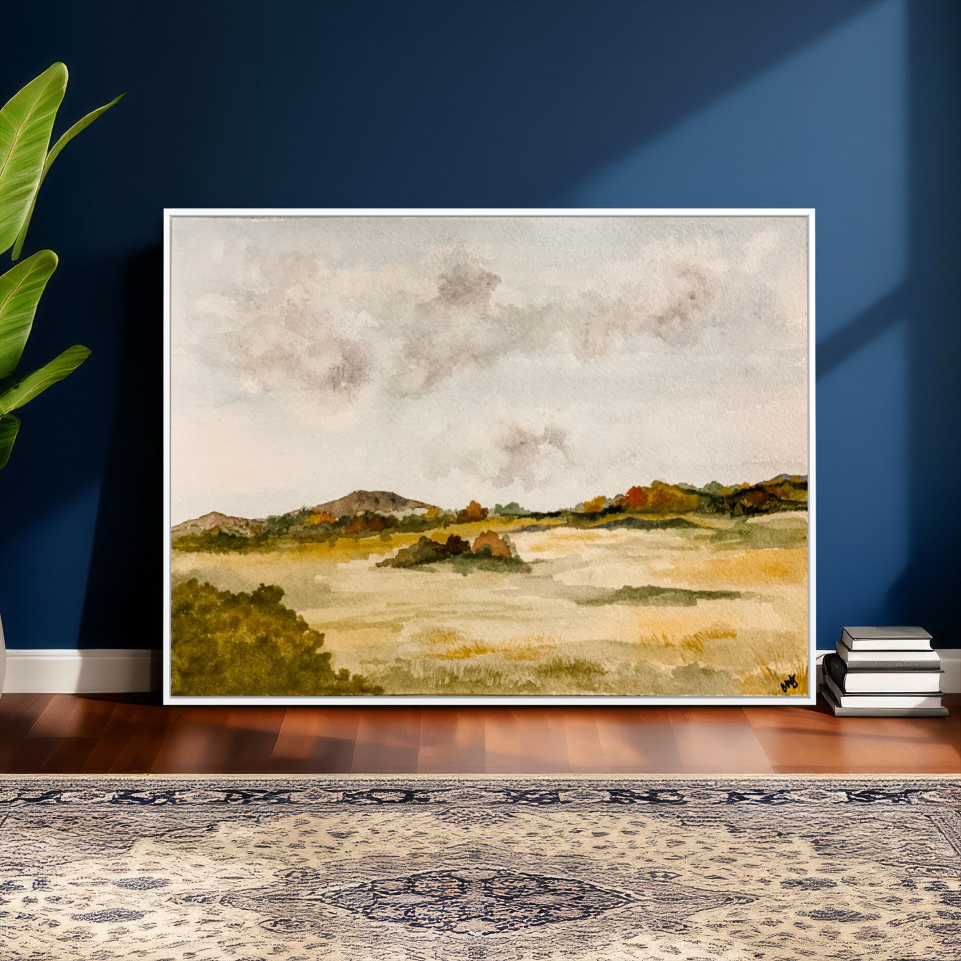 94151004-MGV-CV-36X24 - Watercolor Abstract Countryside Wall Art Canvas Print, Neutral Pastoral Landscape Painting Wall Decor for Modern Farmhouse Interiors