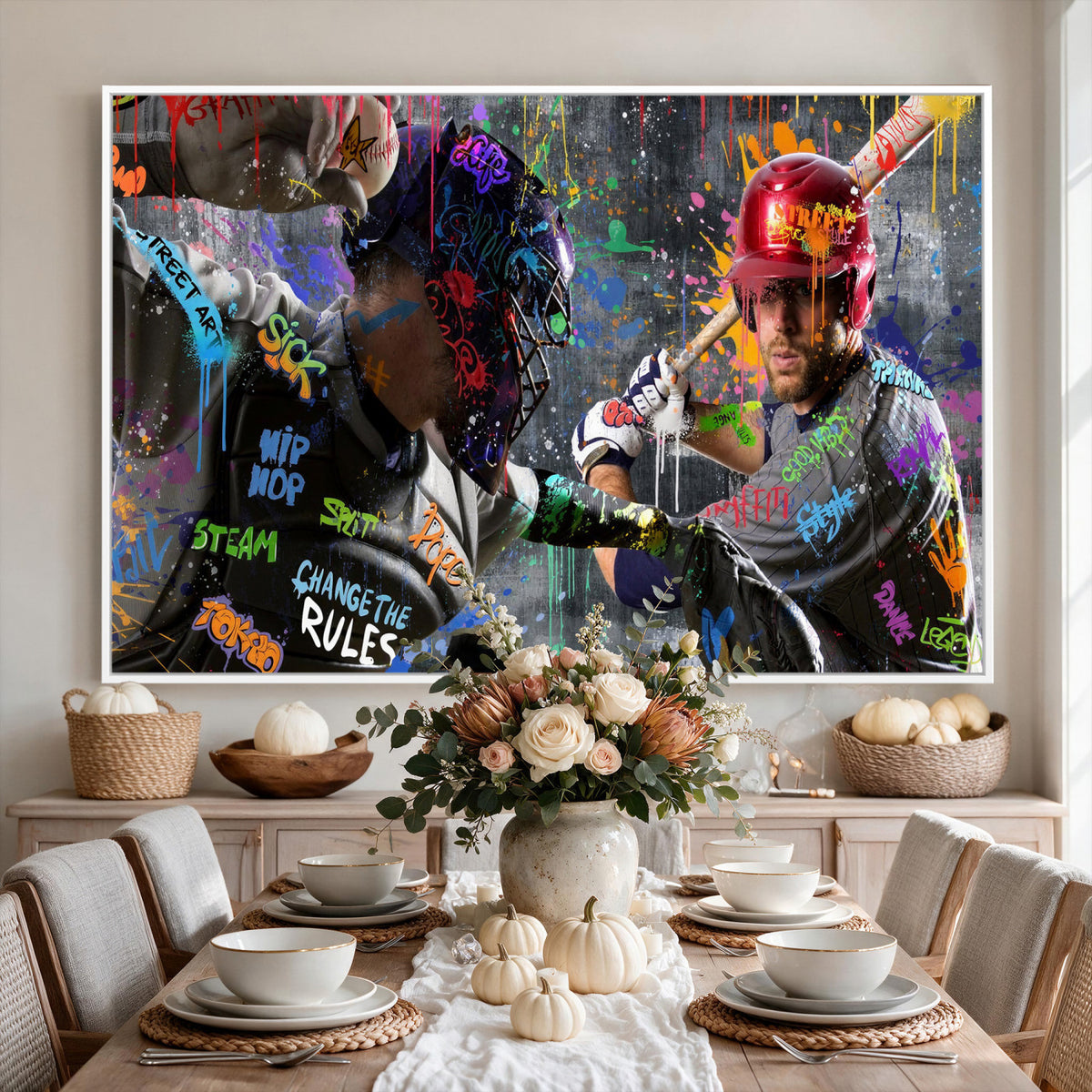 19634994-MGV-CV-36X24 - Graffiti Baseball Player Street Art Wall Art Canvas Print