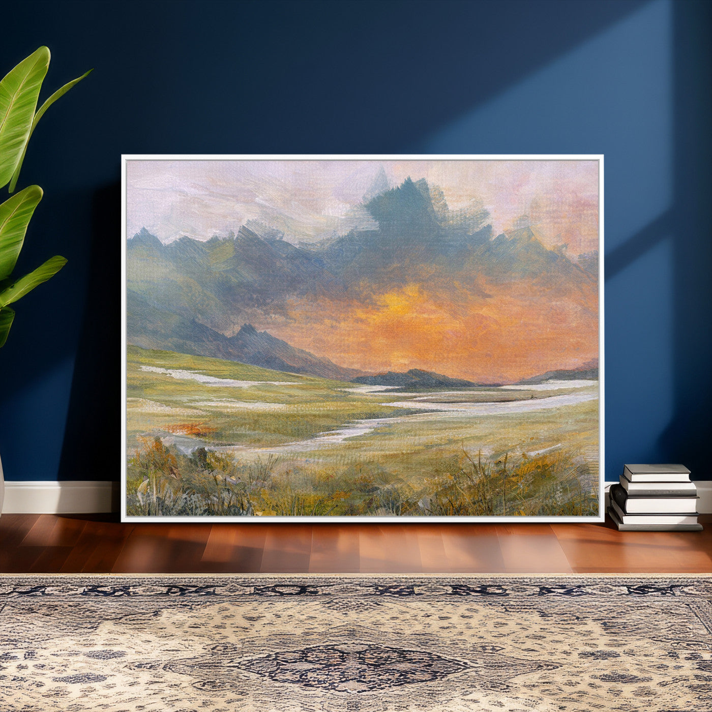 39892091-MGV-CV-36X24 - Mountain Sunset Wall Art Canvas Print Vintage Landscape Panorama Rustic Nature Decor