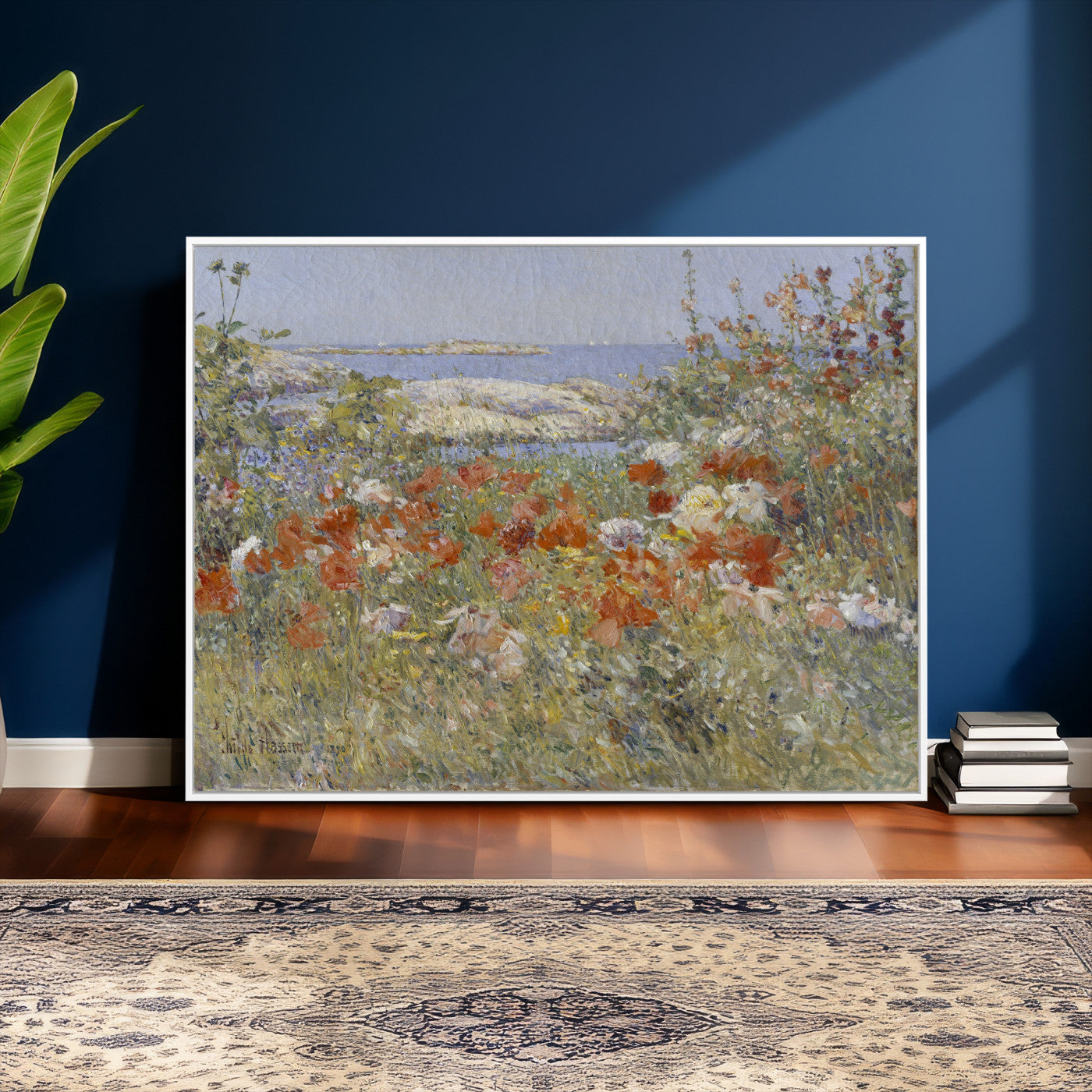 54770907-MGV-CV-36X24 - Childe Hassam Celia Thaxter Garden Canvas — 1890 American Impressionist Poppy Floral Print | Isles of Shoals Coastal Art | Classic Gift