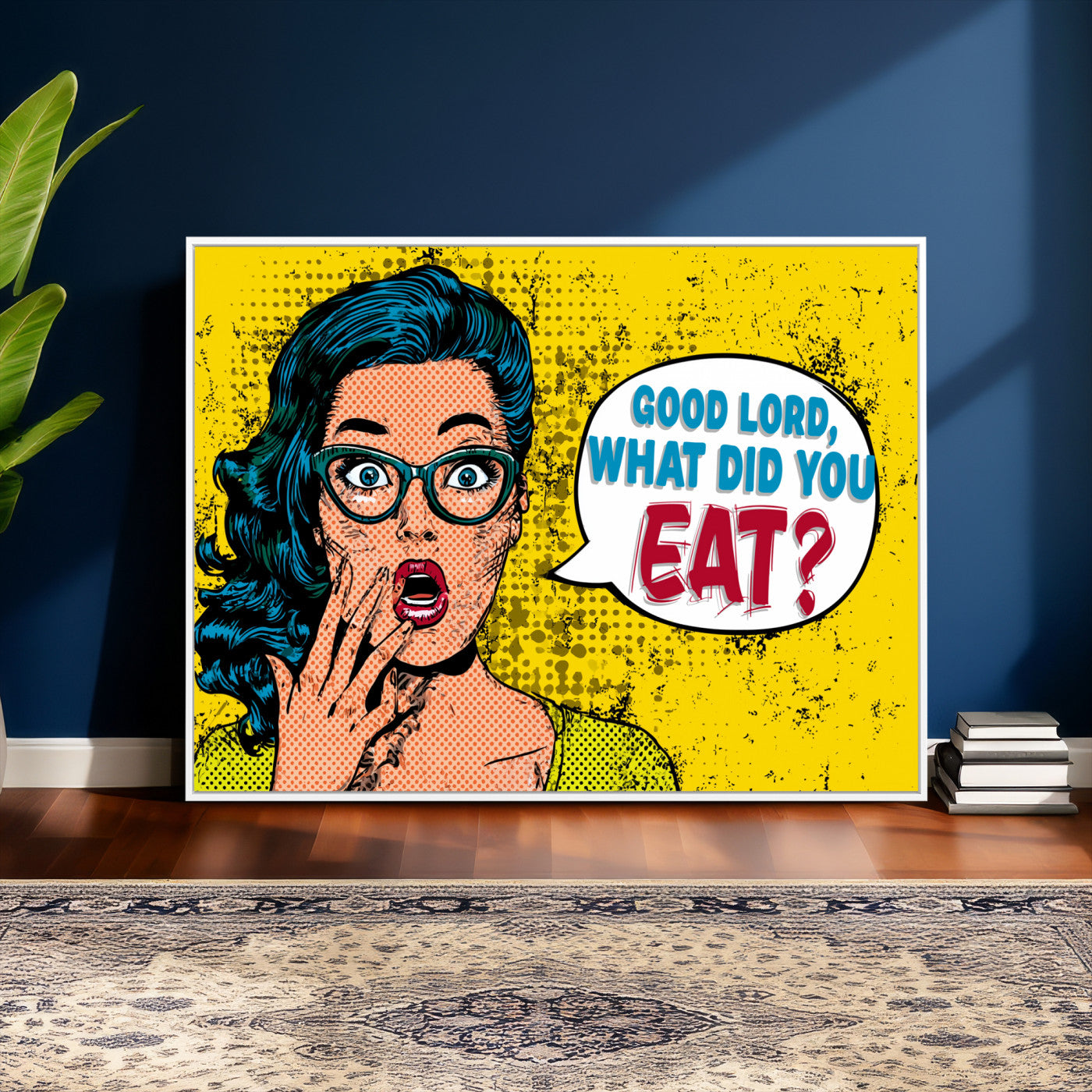 88217969-MGV-CV-36X24 - Pop Art Print Bathroom Sign Wall Art Canvas Print — Funny Bathroom Canvas | Comic Style Toilet Wall Decor | Humor Gift | Yellow Bold Bathroom Art