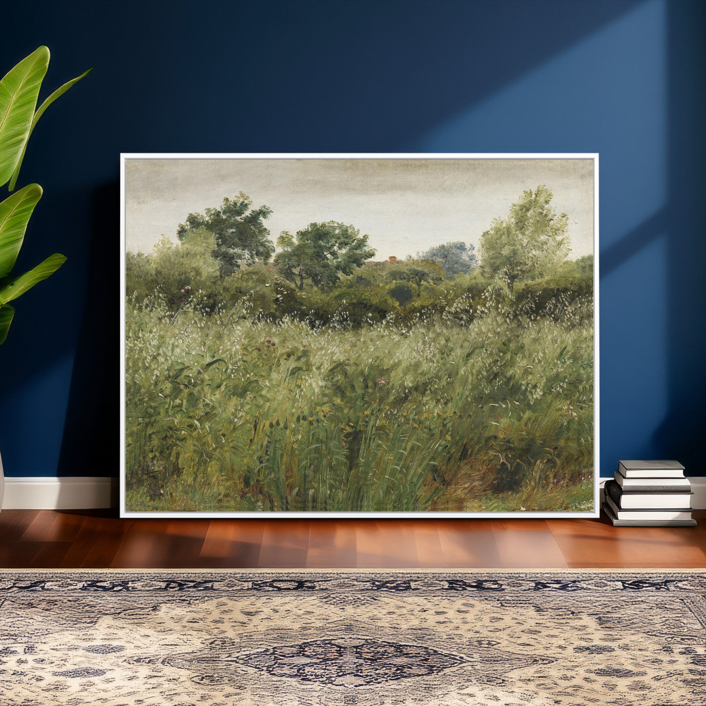 92328261-MGV-CV-36X24 - Wildflower Meadow Canvas Wall Art, Impressionist Overgrown Field Painting Print, Vintage Green Nature Decor, Cottagecore Botanical Art, Living Room Print