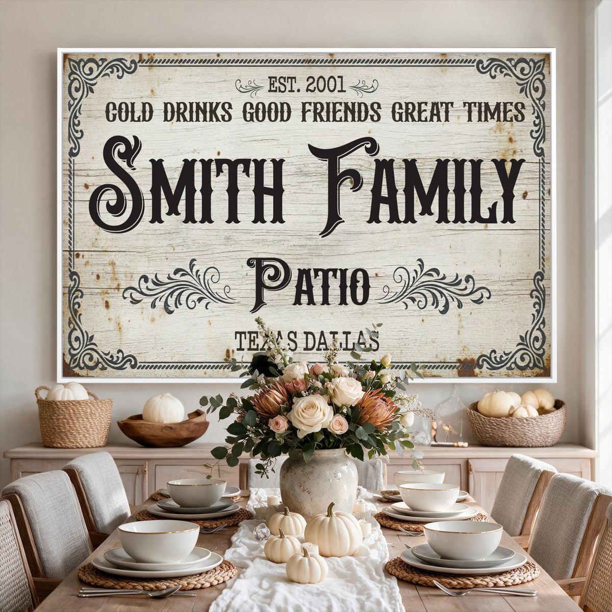 82858529-MGV-CV-36X24 - Custom Family Patio Sign Wall Art Canvas Print, Personalized Rustic Backyard Decor