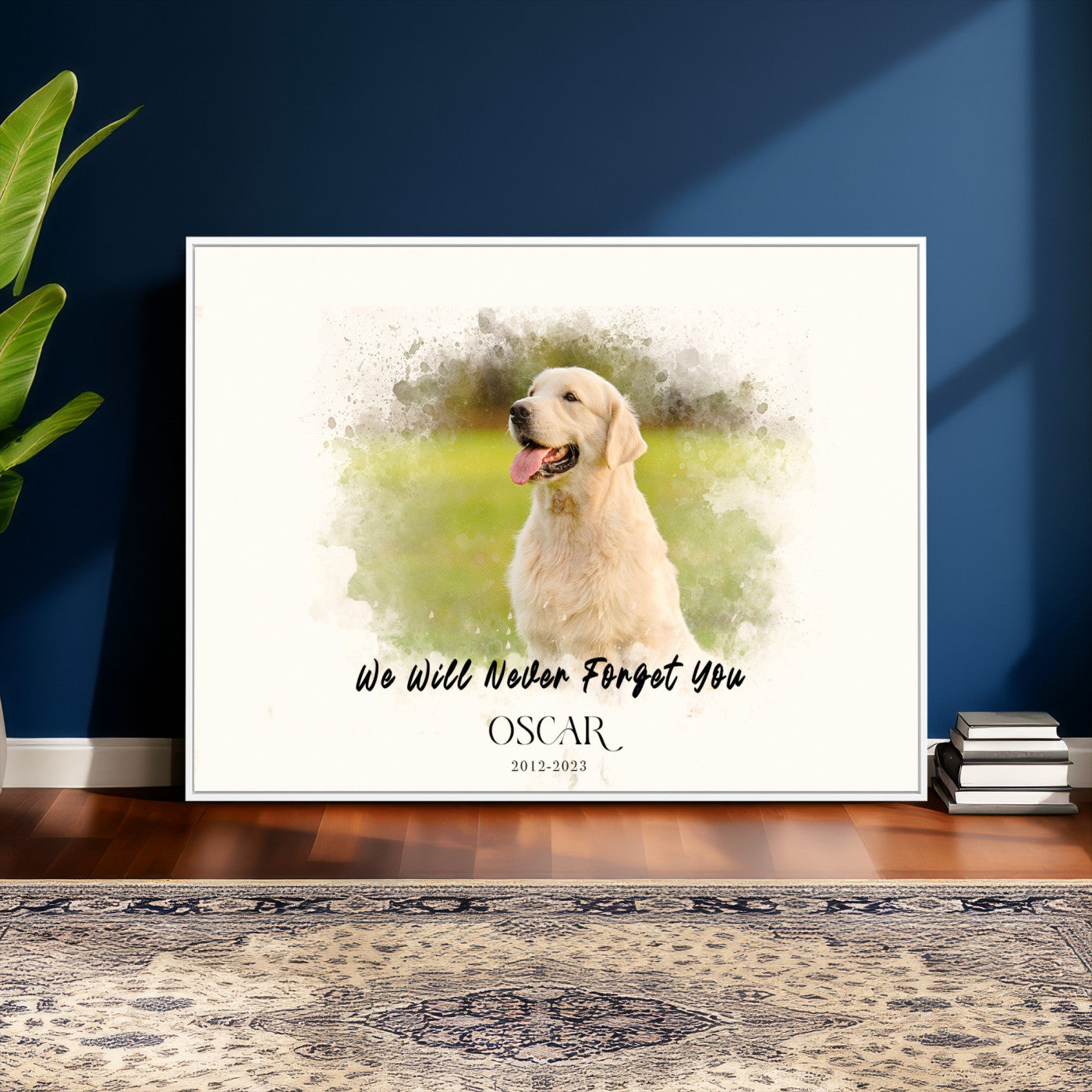 78367466-MGV-CV-36X24 - Pet Memorial Wall Art Canvas Print, Custom Dog Memorial Portrait, Personalized Angel Pet Loss Gift, Angel Wings Puppy Print