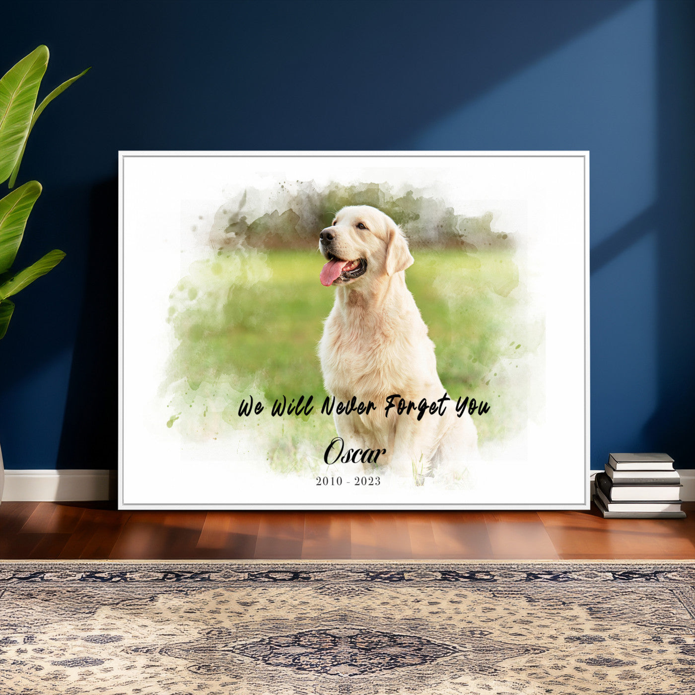 38460512-MGV-CV-36X24 - Abstract Pet Memorial Wall Art Canvas Print, Custom Dog Memorial Portrait, Personalized Angel Pet Loss Gift, Angel Wings Puppy Print