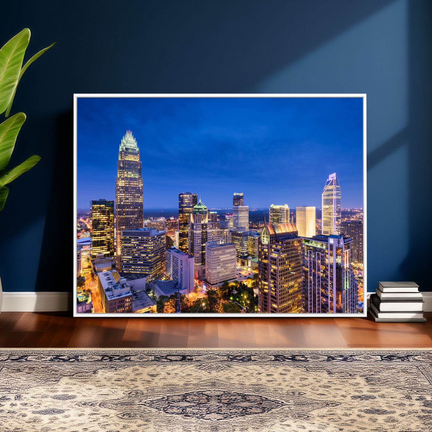 74382190-MGV-CV-36X24 - Charlotte Skyline Canvas Wall Art Print – North Carolina Cityscape Photography Print