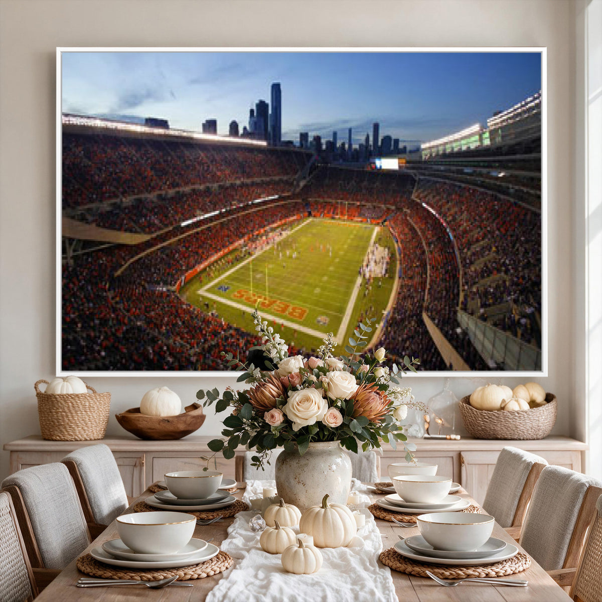 50691720-MGV-CV-36X24 - Chicago Bears Soldier Field Canvas Wall Art, NFL Stadium Panorama Print, Football Arena Photography for Sports Fans