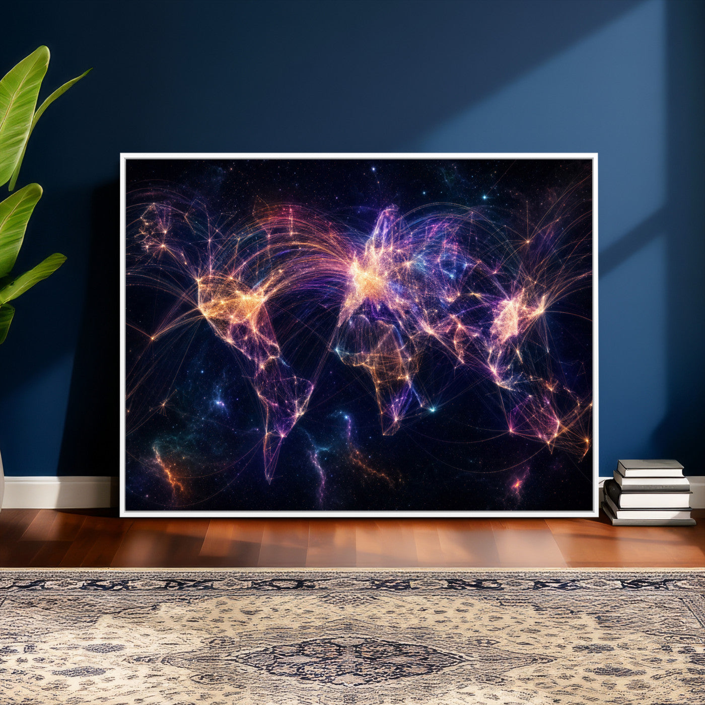 75155491-MGV-CV-36X24 - Global Flight Routes Map Canvas Wall Art, Worldwide Aviation Network Print, International Air Travel Wall Decor