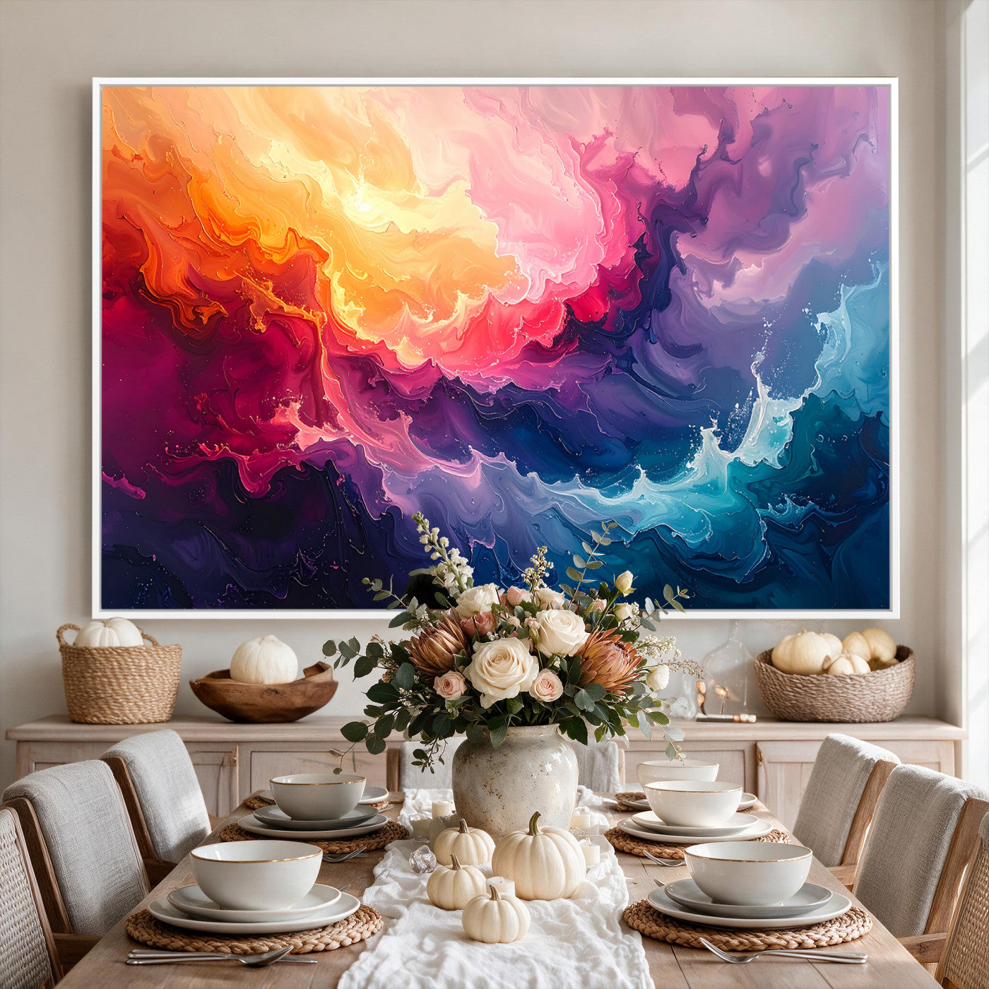 16157633-MGV-CV-36X24 - Large Colorful Abstract Canvas Wall Art Print, Vibrant Popup Color Art Print