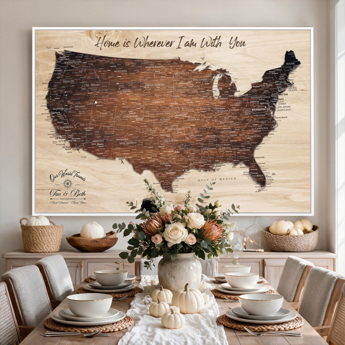 16274332-_Poster-30x20 - Personalized USA Push Pin Travel Map Canvas for Adventure Wall Decor