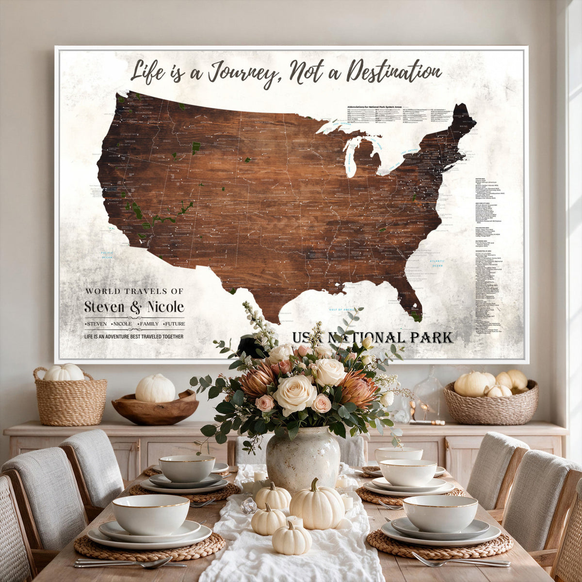 24049800-MGV-CV-36X24 - Personalized USA National Park Push Pin Travel Map Canvas Print