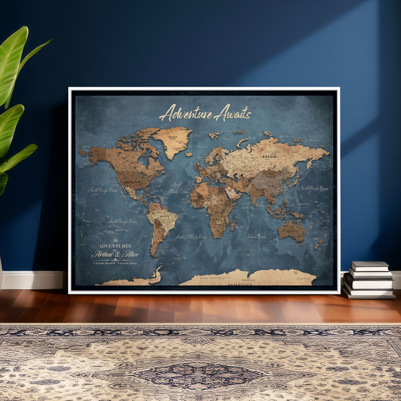 14637271-MGV-CV-36X24 - Custom Push Pin World Map Canvas | Personalized Travel Tracker | Wedding Anniversary Gift for Couples | Adventure Map Wall Art with Pins