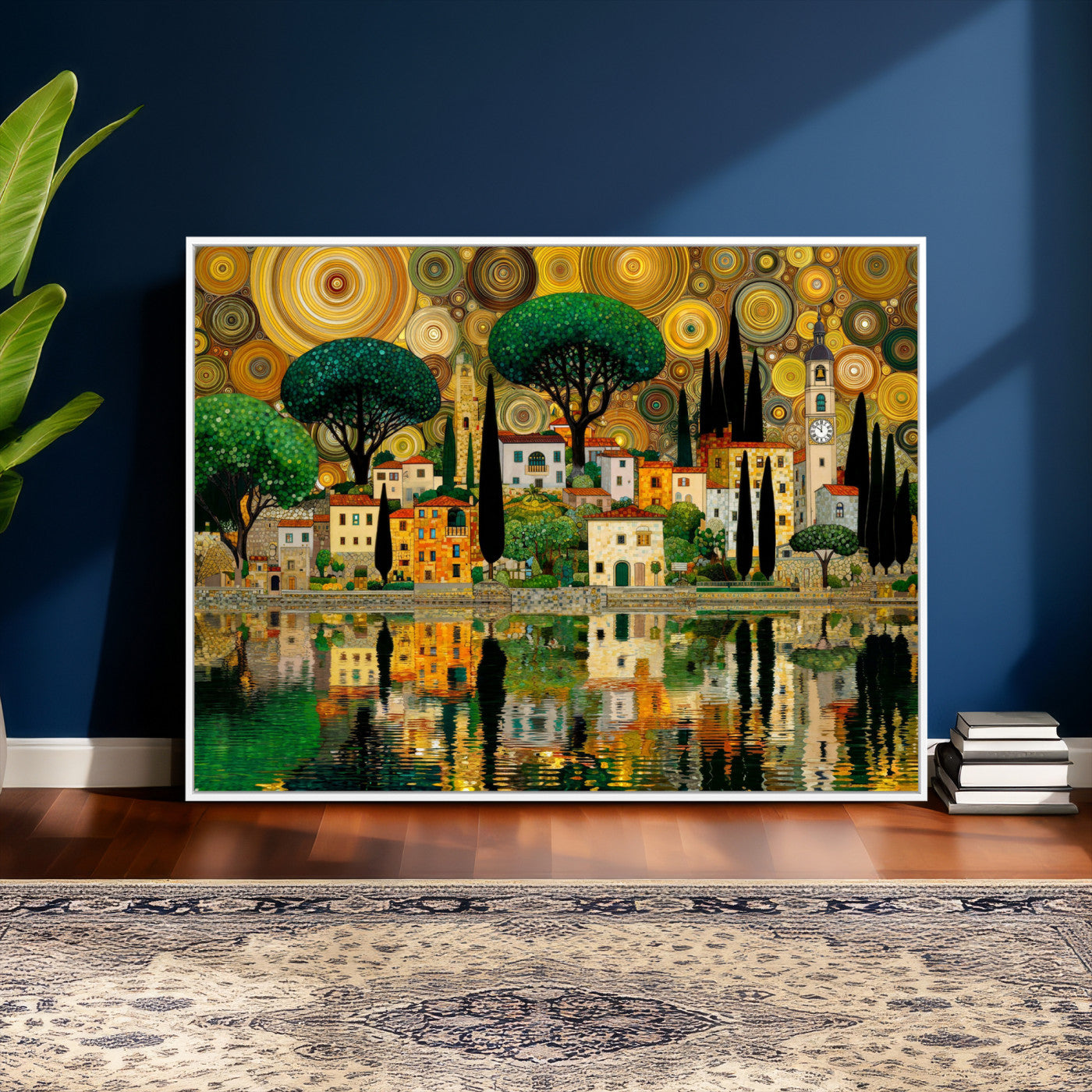 93010897-MGV-CV-36X24 - Gustav Klimt Golden Cityscape Wall Art Canvas Print,