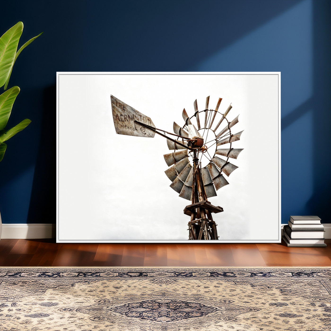 99806928-MGV-CV-36X24 - Rustic Farmhouse Windmill Canvas Wall Art Vintage Western Farmhouse Print