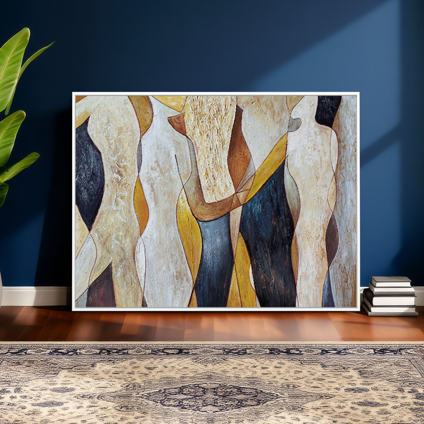 96079939-MGV-CV-36X24 - Mid Century Modern Figurative Canvas Wall Art Abstract Cubist Painting Print