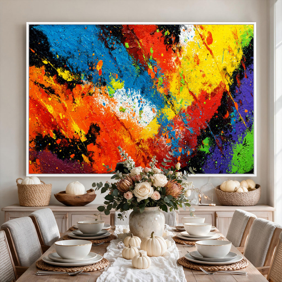 74888753-MGV-CV-36X24 - Vibrant Blue Abstract Canvas Wall Art Colorful Painterly Oil Painting Style Print