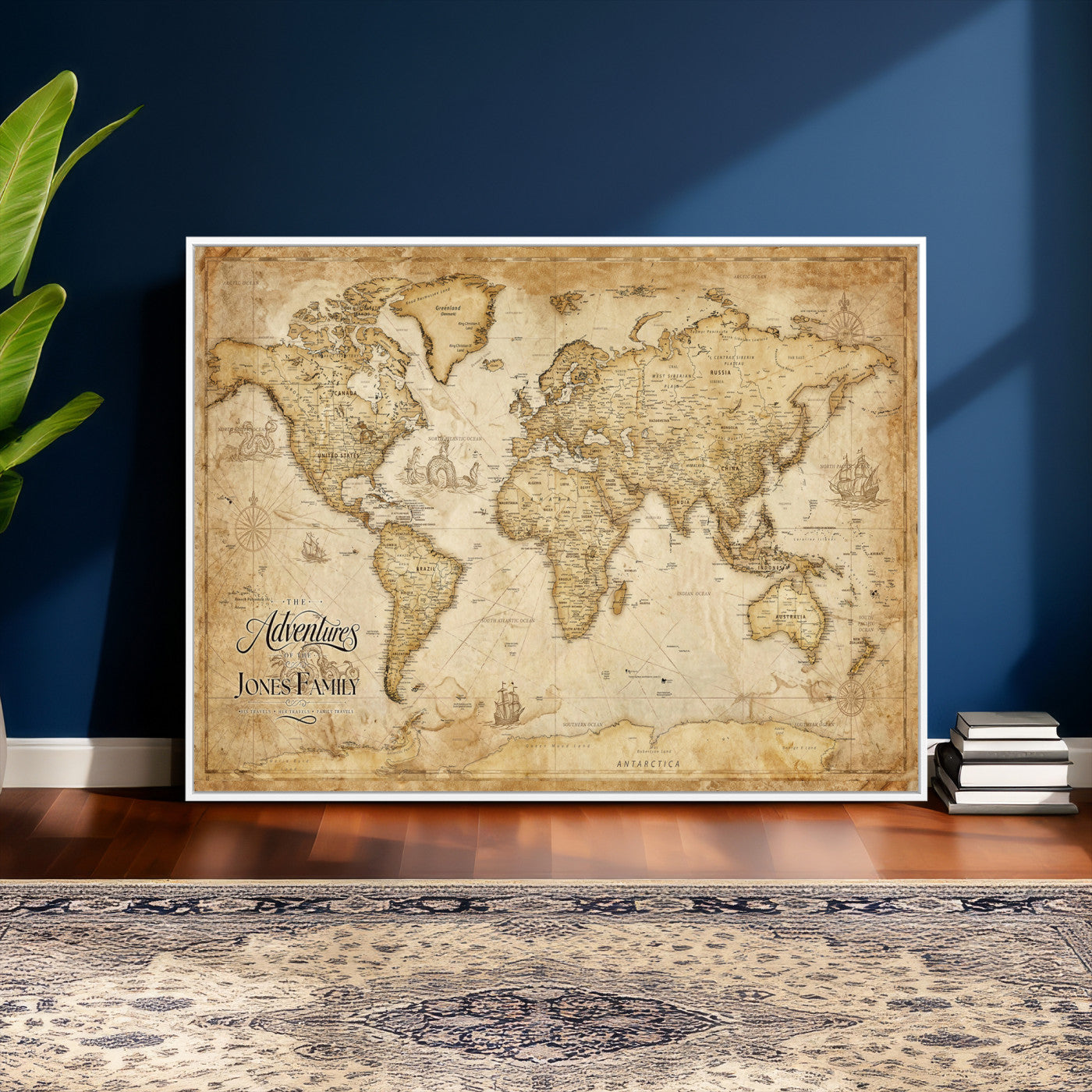60956619-MGV-CV-36X24 - Custom Push Pin World Map Canvas Print – Personalized Travel Map Wall Art