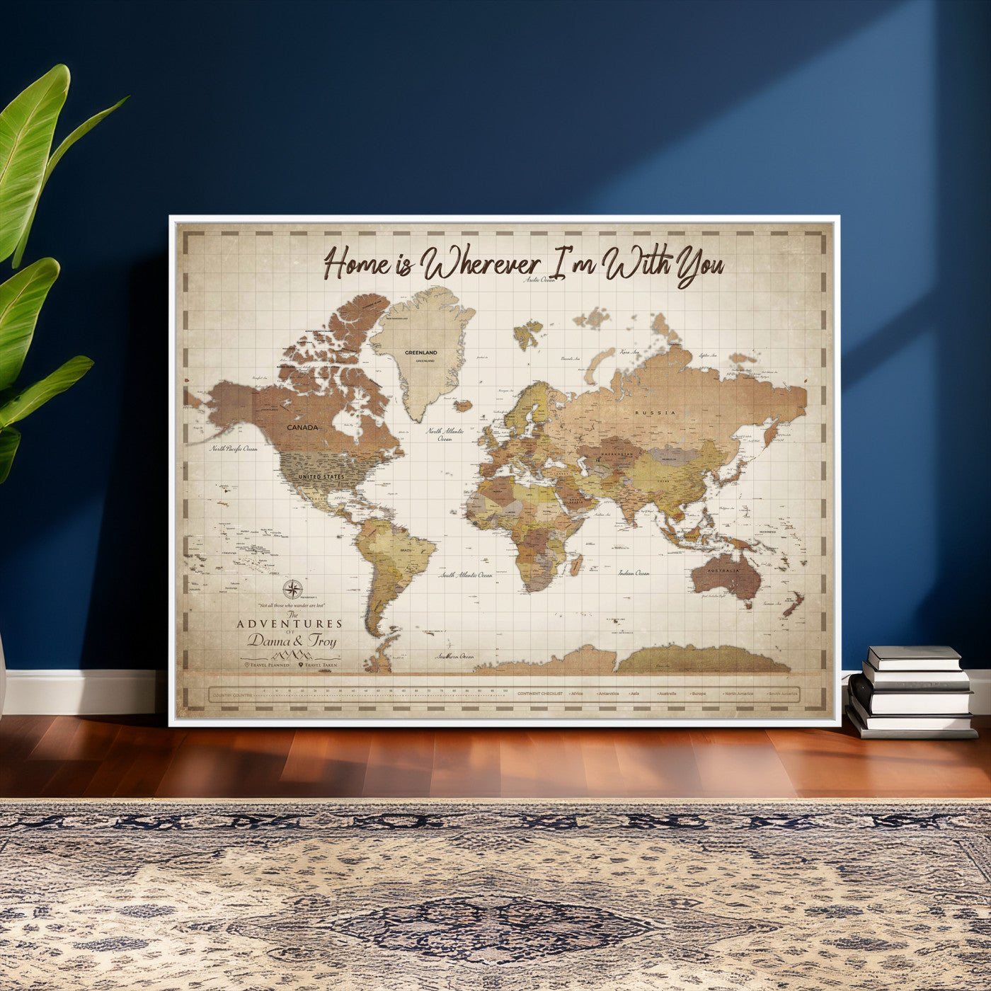 33352020-MGV-CV-36X24 - Custom Push Pin World Map Canvas Print – Personalized Travel Map Wall Art