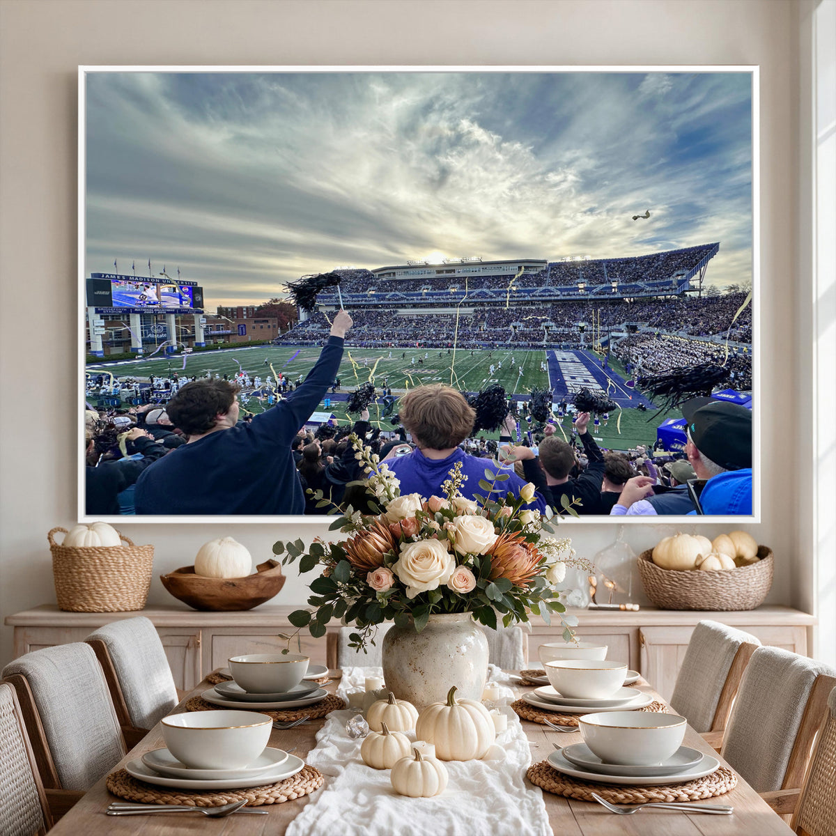 400867JMU-MGV-CV-36X24 - JMU Stadium Wall Art Canvas Print for Game Room Decor - James Madison University Stadium