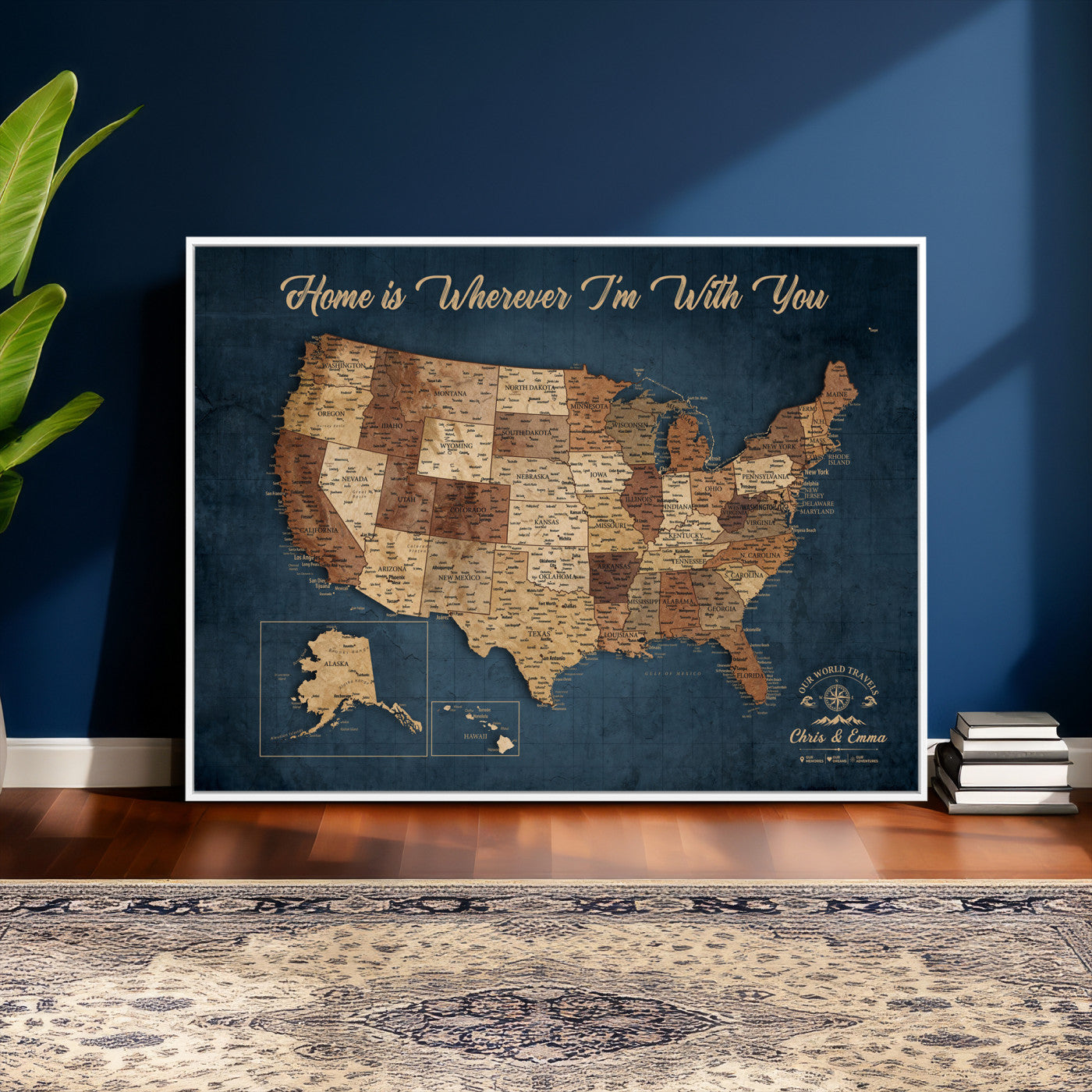 87620242N-MGV-CV-36X24 - Personalized USA Push Pin Travel Map Wall Art Canvas Print | Custom United States Map, Push Pin Map - USA Bucket List Map