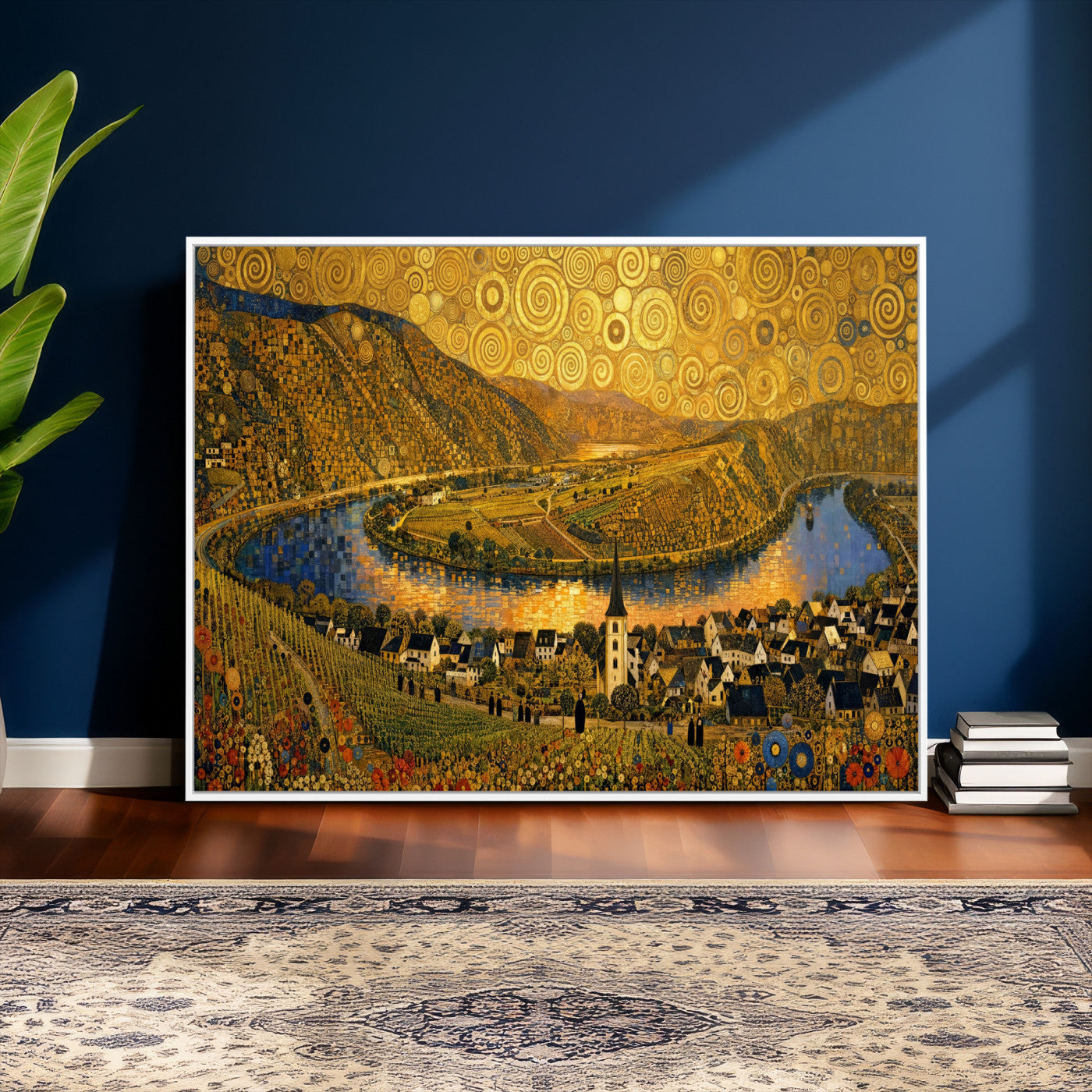 33713008-MGV-CV-36X24 - Gustav Klimt Style Mosel City Wall Art Canvas Print