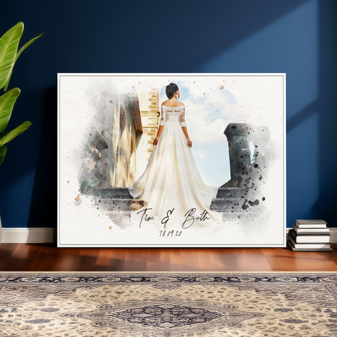 22778251-MGV-CV-36X24 - Watercolor Couple Portrait from Photo, Custom Wedding Anniversary Gift for Wife Husband Parents, Engagement Gift for Friend, Custom Gift