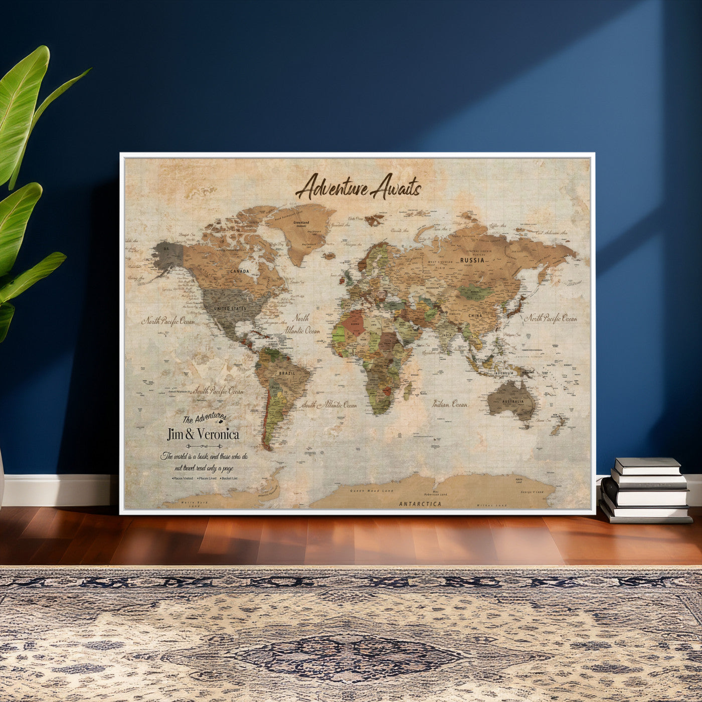 51298056-MGV-CV-36X24 - Custom Push Pin World Map Canvas | Personalized Travel Tracker | Wedding Anniversary Gift for Couples | Adventure Map Wall Art with Pins