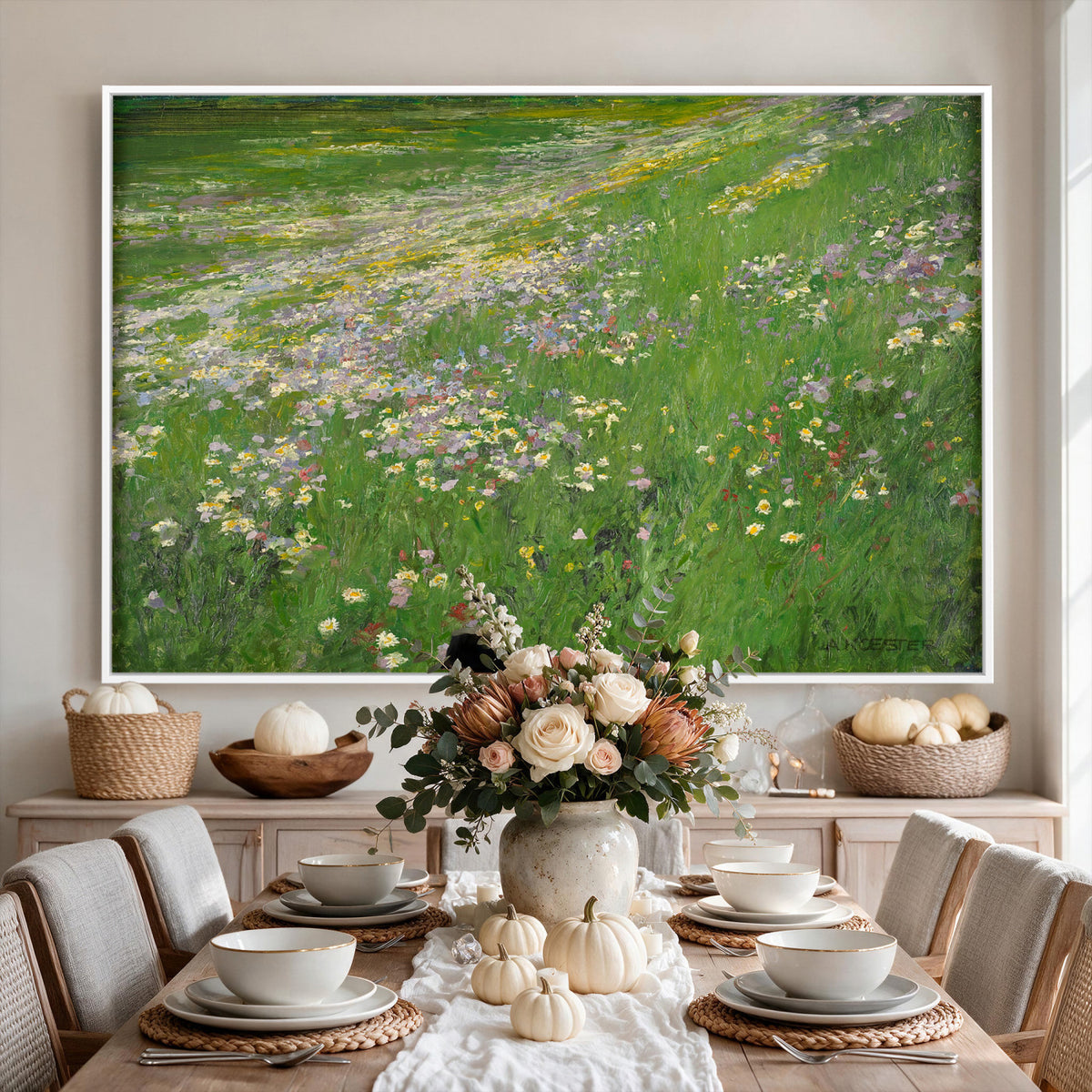 63535040-MGV-CV-36X24 - Alexander Koester Flower Meadow Canvas Wall Art, Vintage Landscape Print