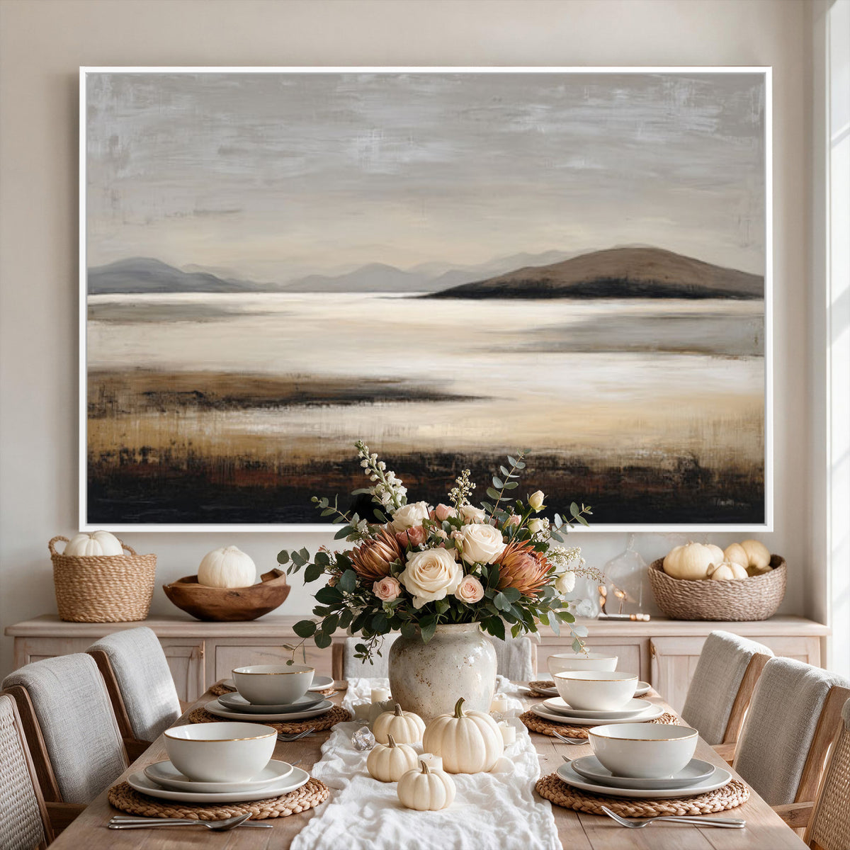 70892205-MGV-CV-36X24 - Modern Abstract Landscape Canvas Wall Art, Minimalist Nature Printing