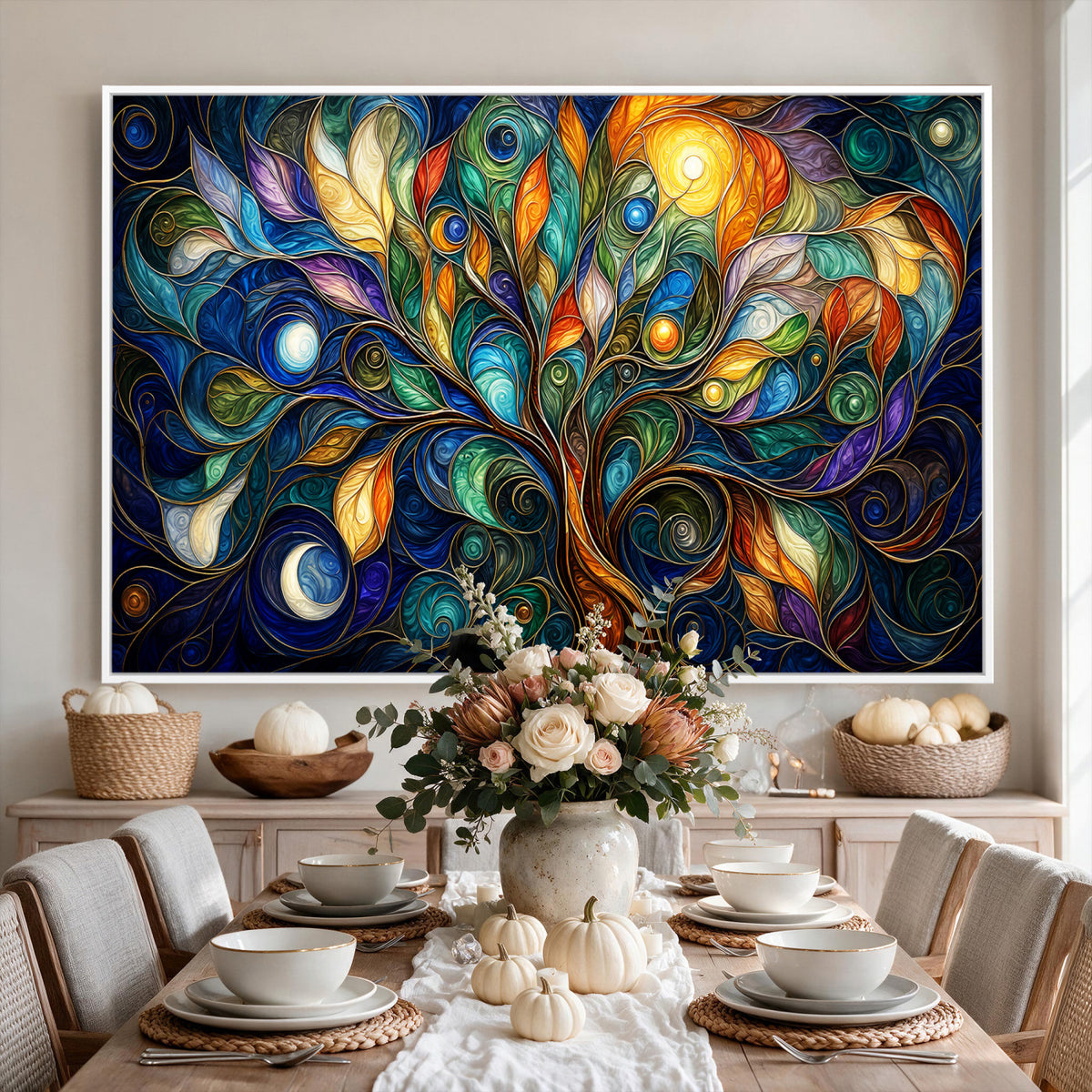 60127105-MGV-CV-36X24 - Psychedelic Tree Of Life Wall Art - Vibrant Swirl Cosmic Nature Decor