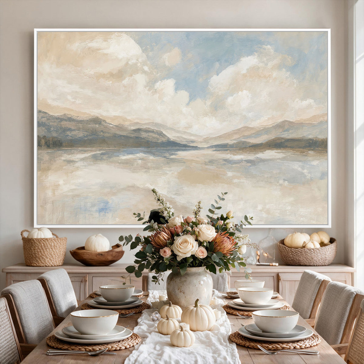 12998065-MGV-CV-36X24 - Serene Mountain and Lake Landscape Canvas Wall Art