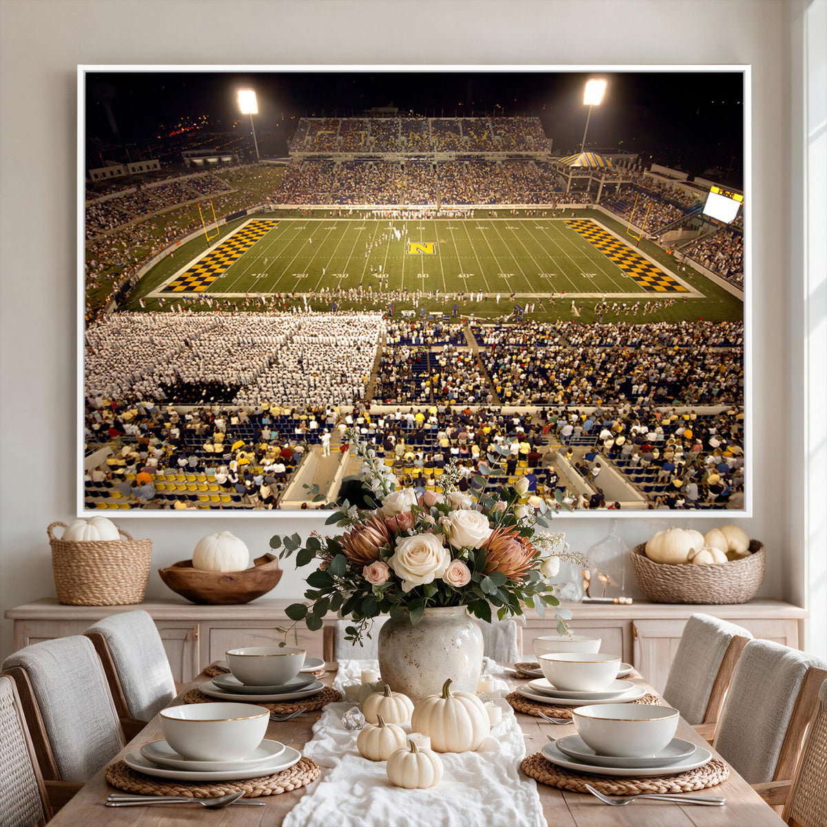 79918D-MGV-CV-36X24 - Navy Midshipmen Football Team Print - Navy–Marine Corps Memorial Stadium Wall Art Canvas Print