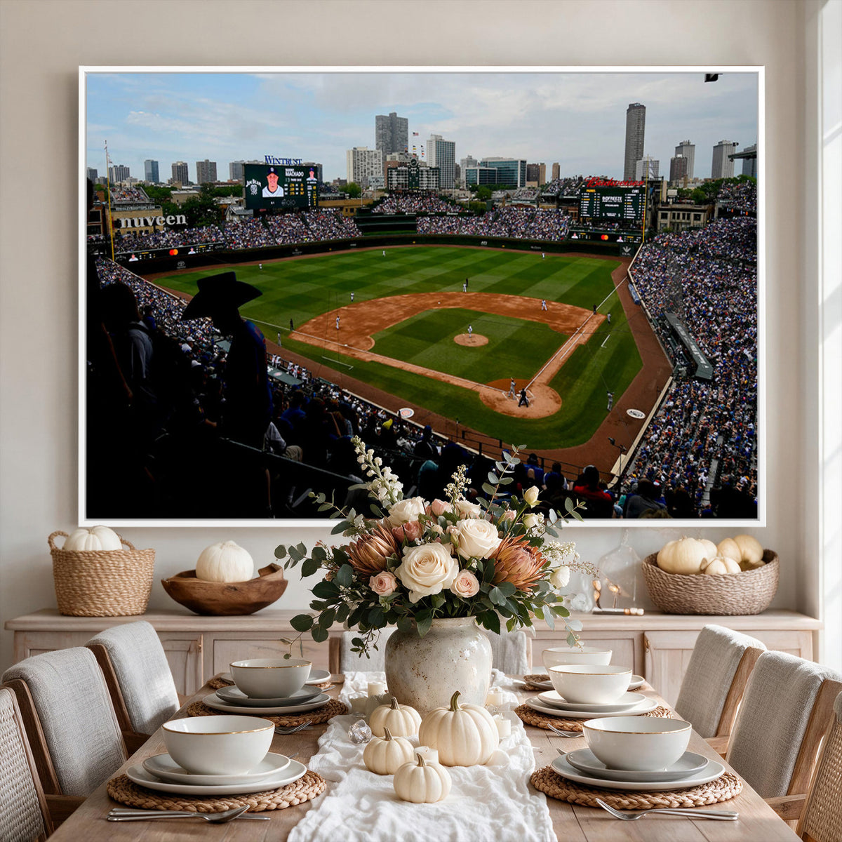 34859D-MGV-CV-36X24 - Chicago Cubs Baseball Team Print - Wrigley Field Stadium