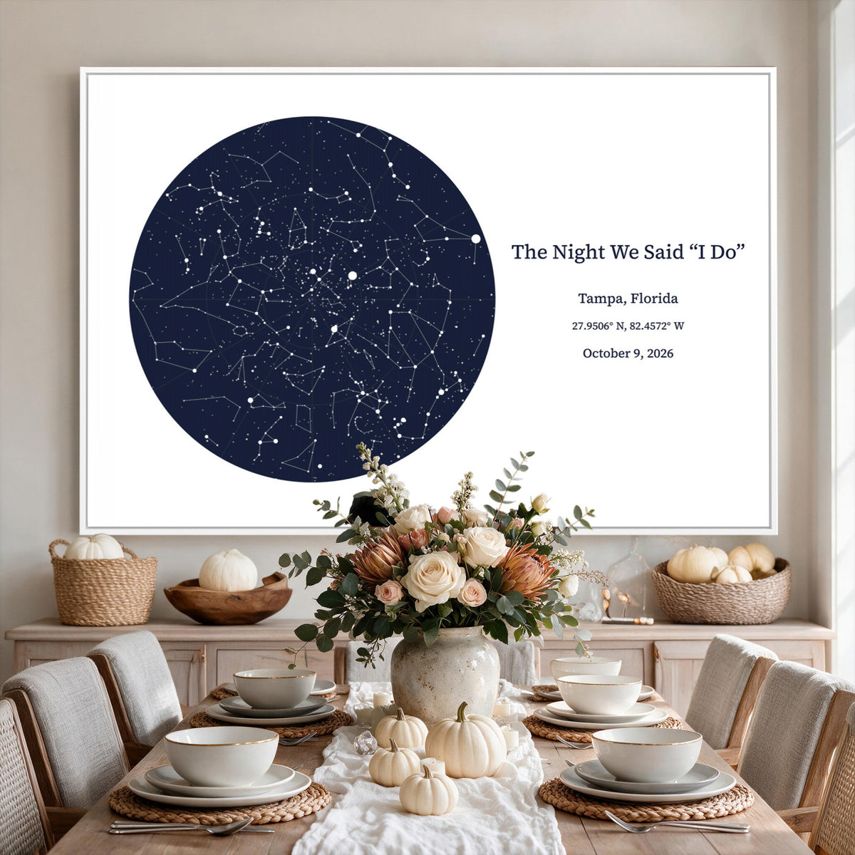 CSTM914STR-MGV-CV-36X24 - Custom Star Map Canvas Print – Personalized Night Sky Wall Art by Date and Location