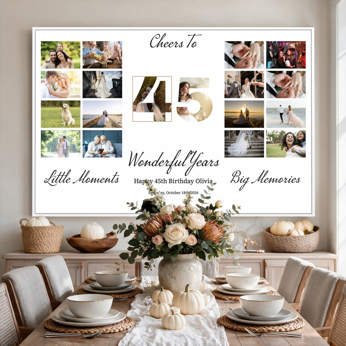 CSTM914CLJ-MGV-CV-36X24 - Moments and Memories Canvas Print – Personalized Birthday Photo Grid Wall Art