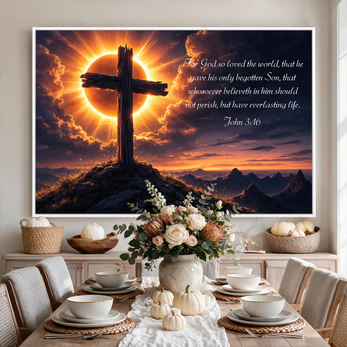 Custom Bible Verse Cross Canvas, Personalized Christian Wall Art