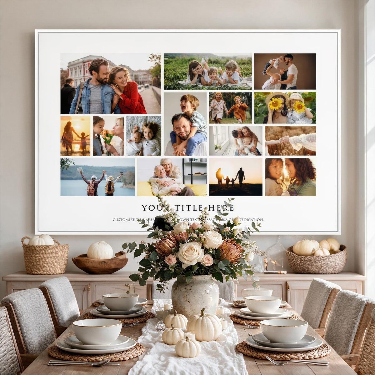 Custom Family Photo Collage Canvas Print, Personalized Gift