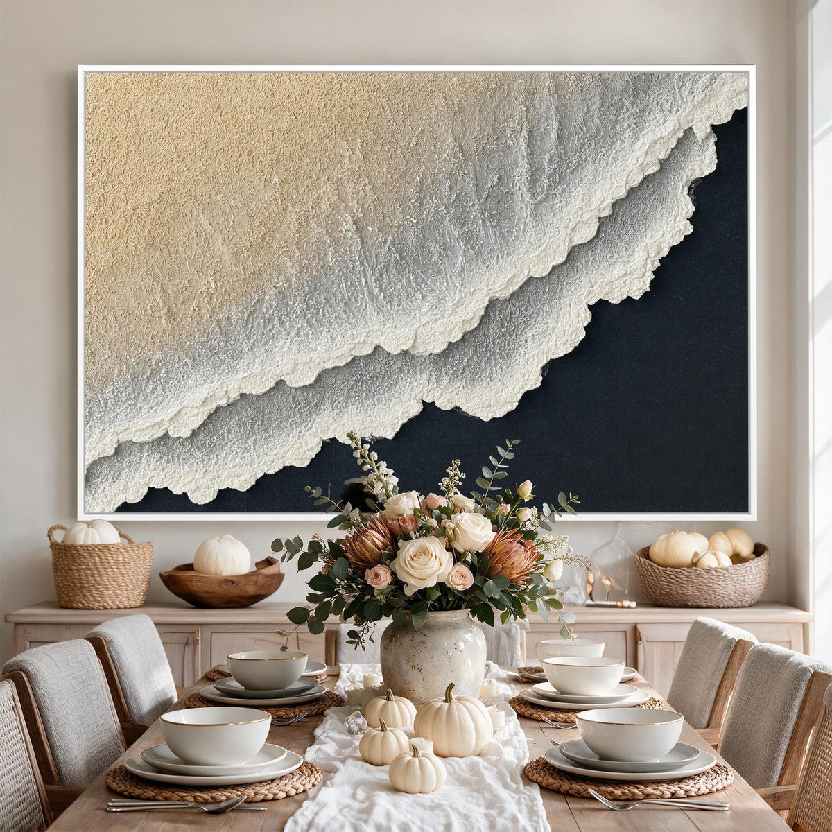 32969959-MGV-CV-24X16 - Abstract Ocean Wave Canvas Wall Art, Coastal Beach Wall Decor for Living Room