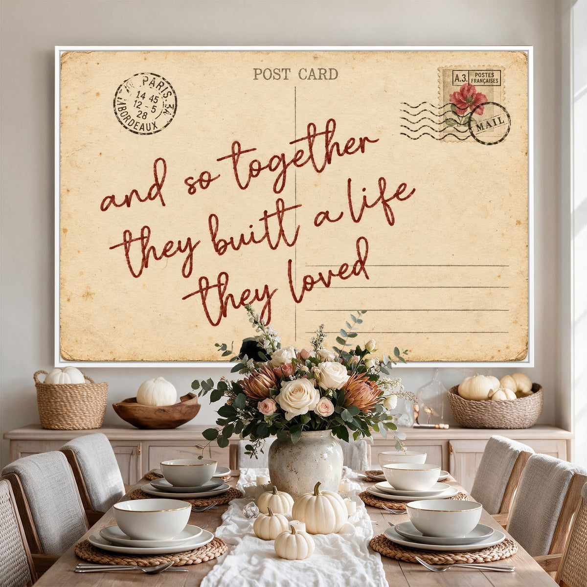 Personalized vintage postcard canvas with custom love note, view 15
