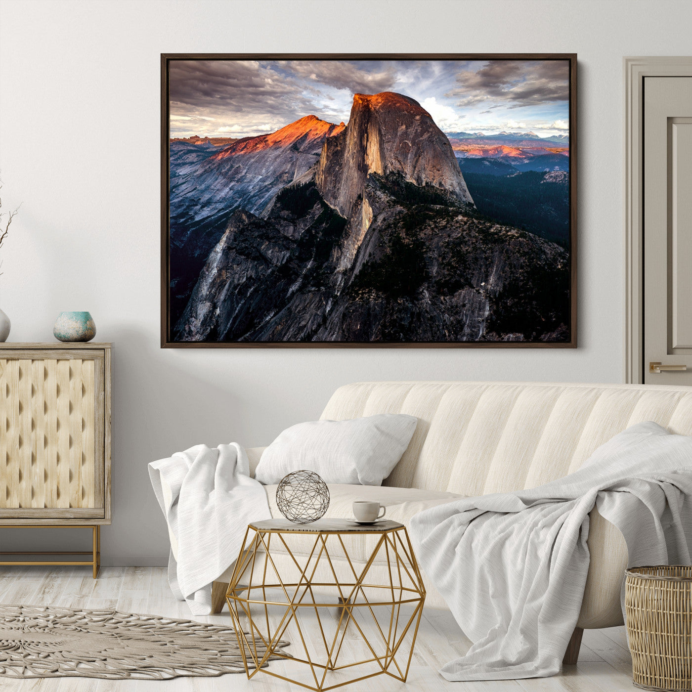 20714-MGV-CV-36X24-Half Dome Wall Art Print - Yosemite Majestic Triptych Landscape Print – National Park Nature Decor for Living Room or Office – Ready to Hang